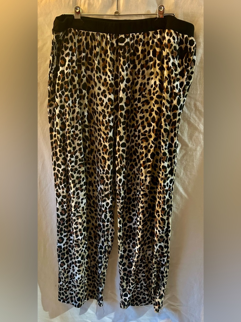 Betsey Johnson Leopard Print Lounge Pants Pink Label Heart Buttons XL Pajama